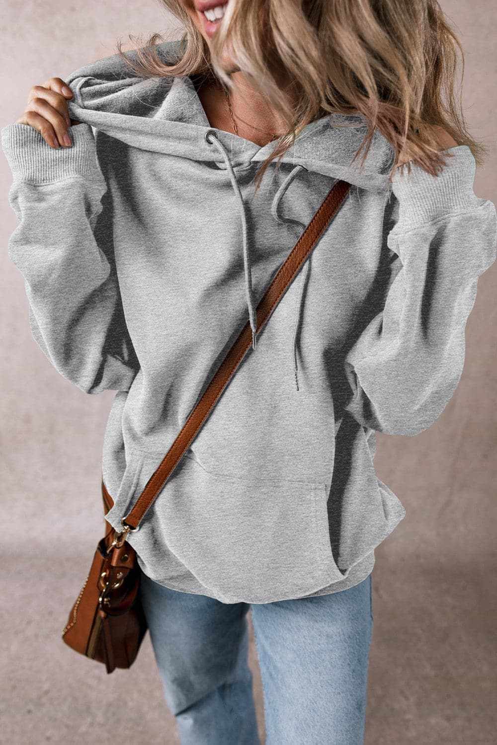 Sheer pocket hoodie with drawstring - Love Salve